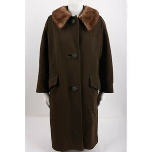 Vintage 1960s Forstmann Womens Green Long Coat Big